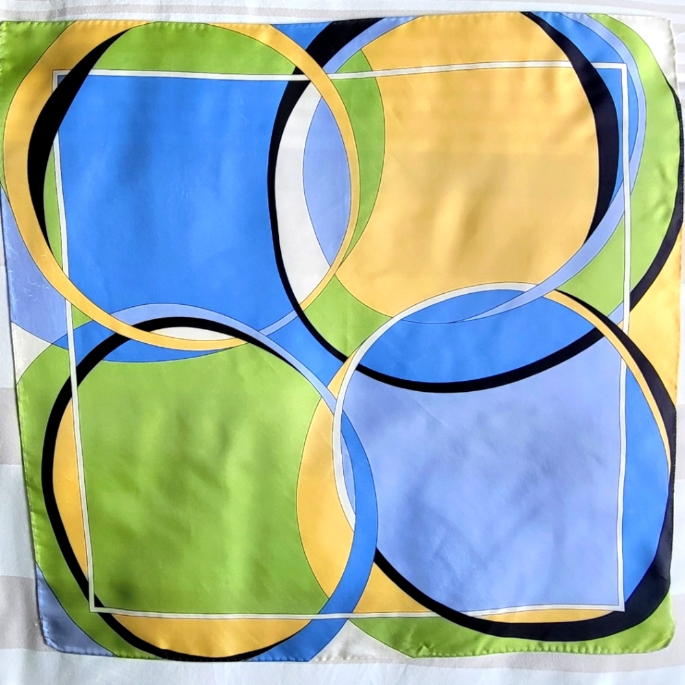 Talbots Green,Yellow,Blue Silk Scarf